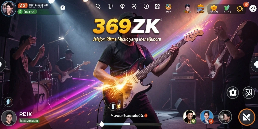 Tampilan gameplay 369ZK yang penuh dengan musik dan warna.