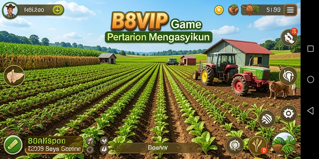 Screenshot gameplay B8VIP menampilkan aktivitas pertanian yang seru dan menantang.