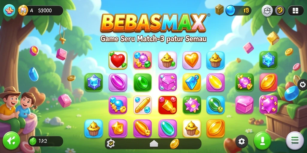 Screenshot gameplay BEBASMAX yang menampilkan aksi seru Match-3.