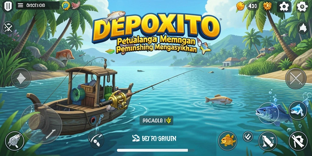 Tampilan gameplay DEPOXITO dengan suasana memancing yang menakjubkan.