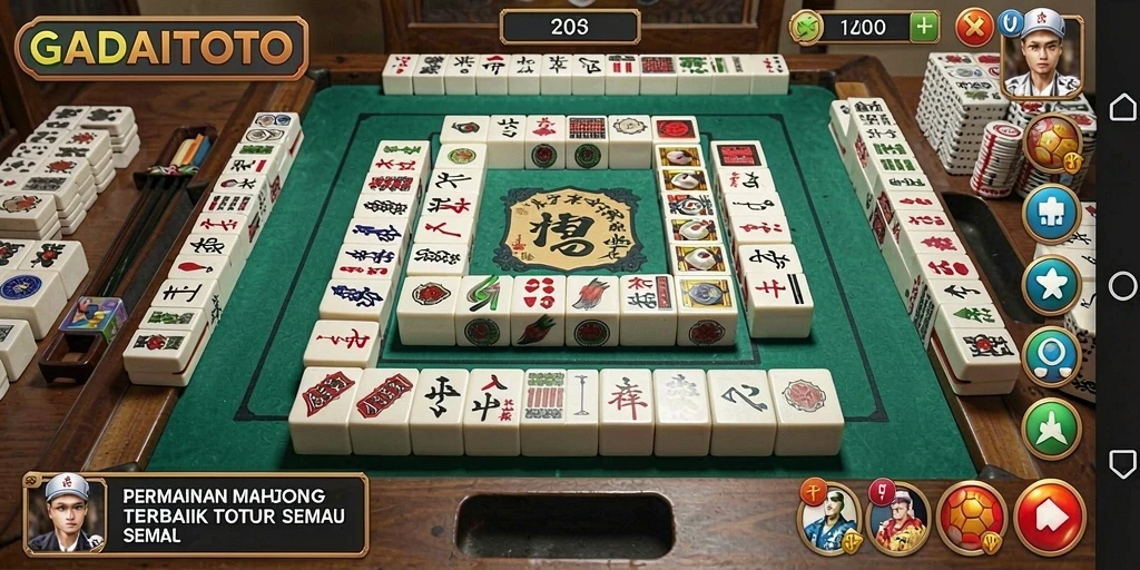 Tampilan gameplay seru GADAITOTO dengan papan Mahjong yang menarik.
