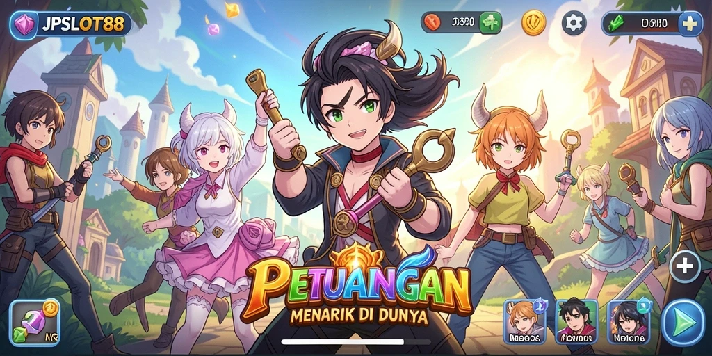 Screenshot gameplay JPSLOT88 dengan karakter anime yang menarik.