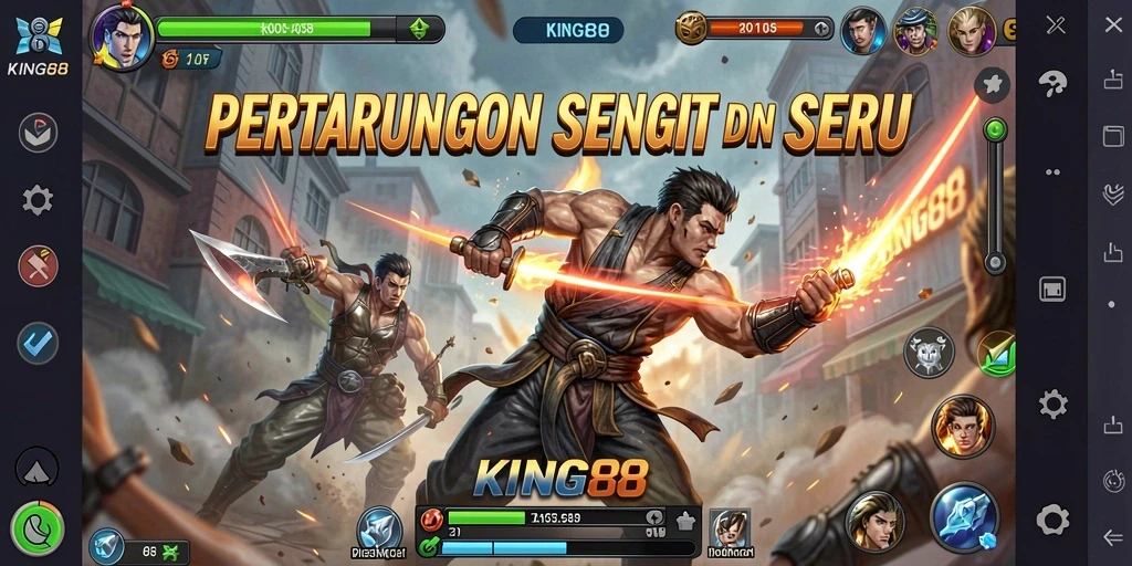 Tampilan gameplay Fighting yang epik dan mendebarkan dari KING88.