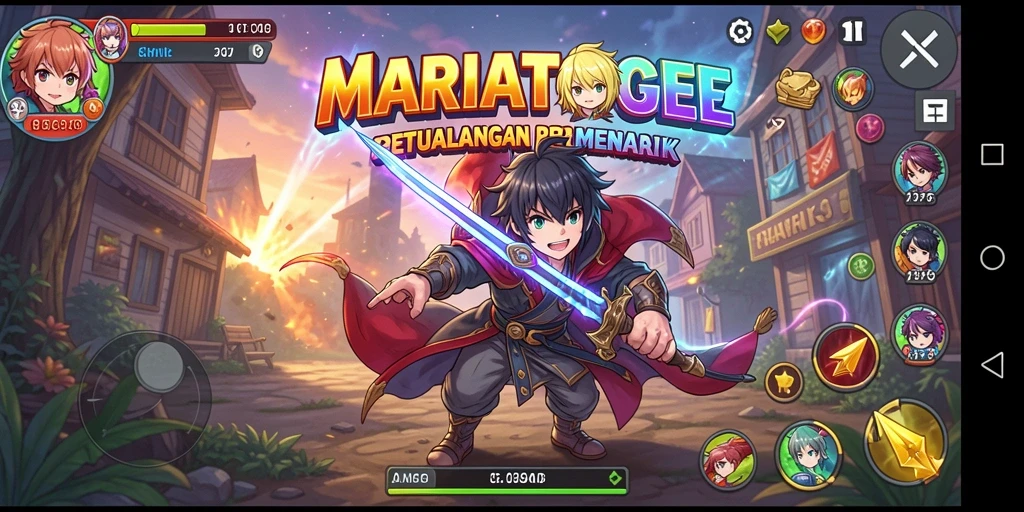 Tampilan gameplay MARIATOGEL yang penuh warna dan dinamis.