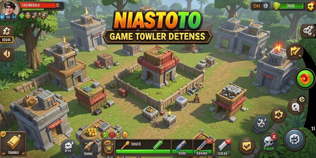 Screenshot NIASTOTO menampilkan aksi menara bertahan dari serangan musuh.