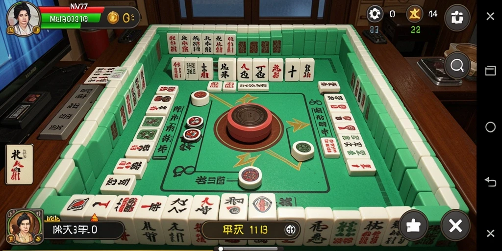 Screenshot gameplay NV77 menampilkan papan Mahjong yang menarik dan interaktif.