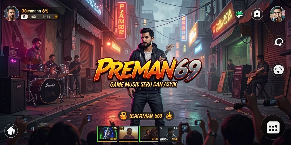 Screenshot PREMAN69 menampilkan pemain menikmati gameplay musik yang seru.