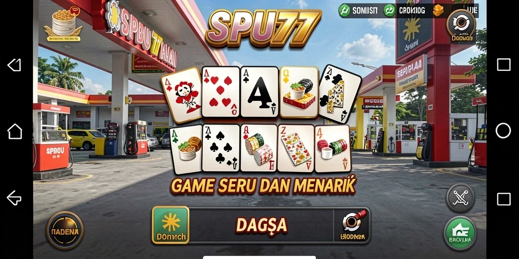 Tampilan gameplay menarik dari SPBU77 yang menggambarkan serunya bermain Domino.
