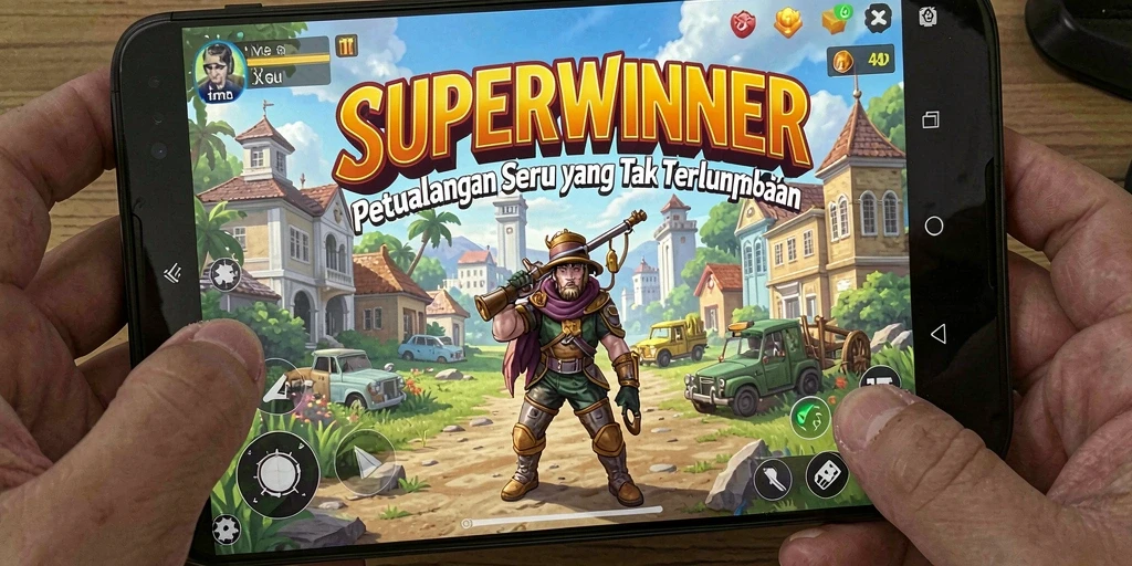 Tampilan gameplay SUPERWINNER yang penuh petualangan dan tantangan.