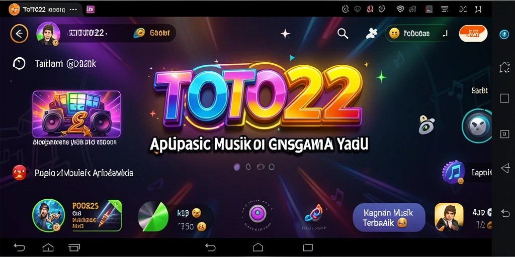 Tampilan aplikasi TOTO22 dengan berbagai pilihan lagu musik.