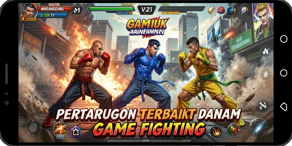 Tampilan aksi seru dalam gameplay game Fighting V21.